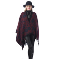 Alltagsleben Blumendruck Wolle Spinning Schal für Frauen Offener Stich Mantel Herbst Winter Dicke Warme Multicolor Poncho Schals